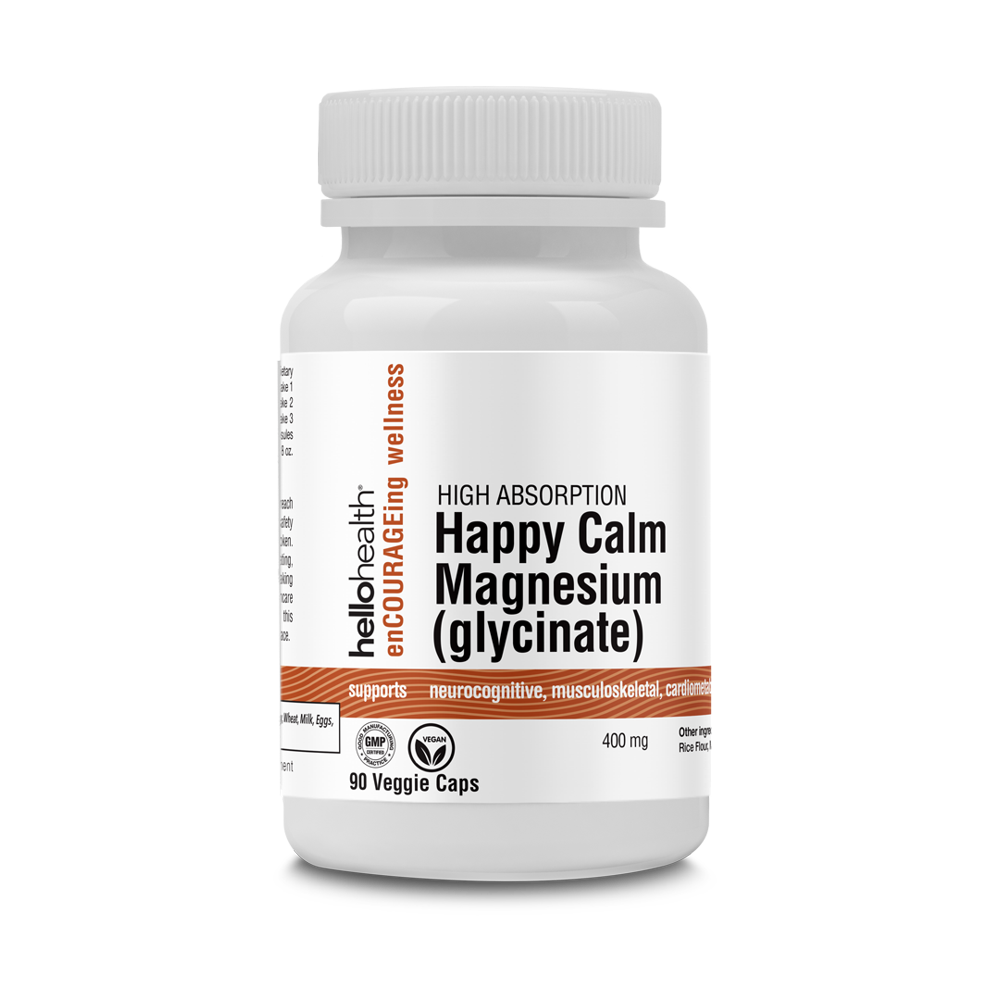 Happy Calm Magnesium Glycinate Supplement for Brain Support Promotes