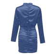 thumbnail image 5 of Vestido de manga larga ajustado sexy de color sólido plisado de moda para mujer Fridja  NMB714, 5 of 5