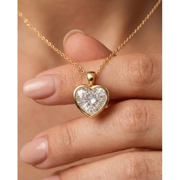 2Ct Heart Cut Lab Created Diamond Womens Necklace Pendant 14K Yellow Gold Plated