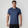 thumbnail image 2 of Ulitacool Men T Shirt Solid Color Performance Short Sleeve Crewneck Tee Soft Wear Navy, 2 of 4