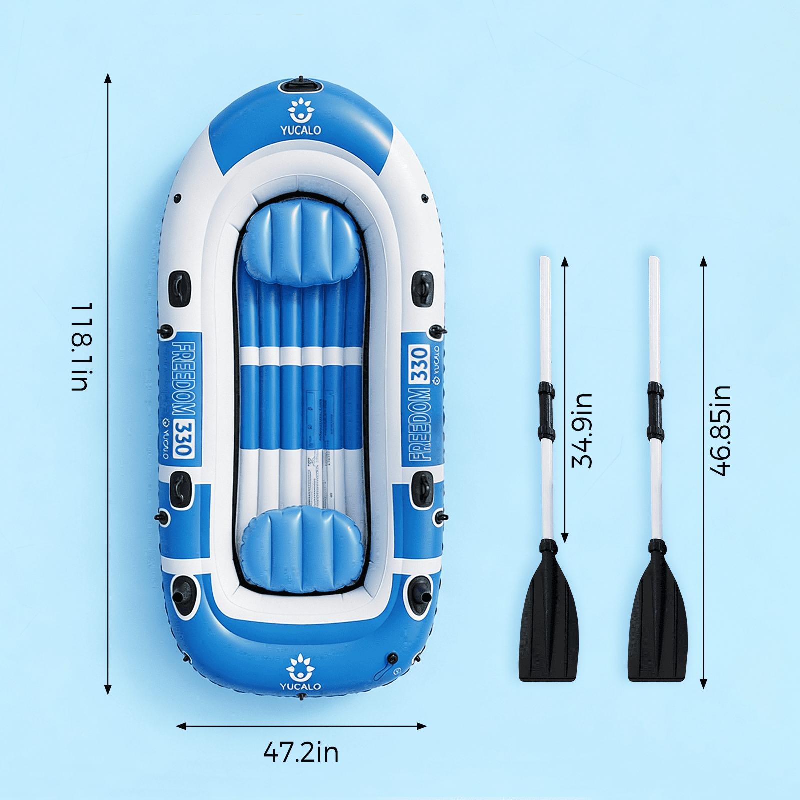 MQHUAYU 4 Person Inflatable Boat Series with Seats, Includes a Pair of Deluxe Oars,10.49FT×4.6FT