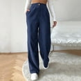 thumbnail image 2 of XAOWF Womens Casual Corduroy Pants High Waist Solid Color Loose Fit Straight Wide Leg Button Down Slacks Trousers Pants For Women Plus Size, 2 of 6