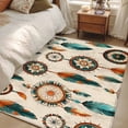 thumbnail image 4 of 3'x5' Area Rugs, Geometric Feathers Indoor Outdoor Area Rug for Living Room Bedroom, Boho Ethnic Retro Country Motifs Washable Bathroom Rugs Kitchen Floor Carpet Mats Home Decor Aesthetic, 4 of 8