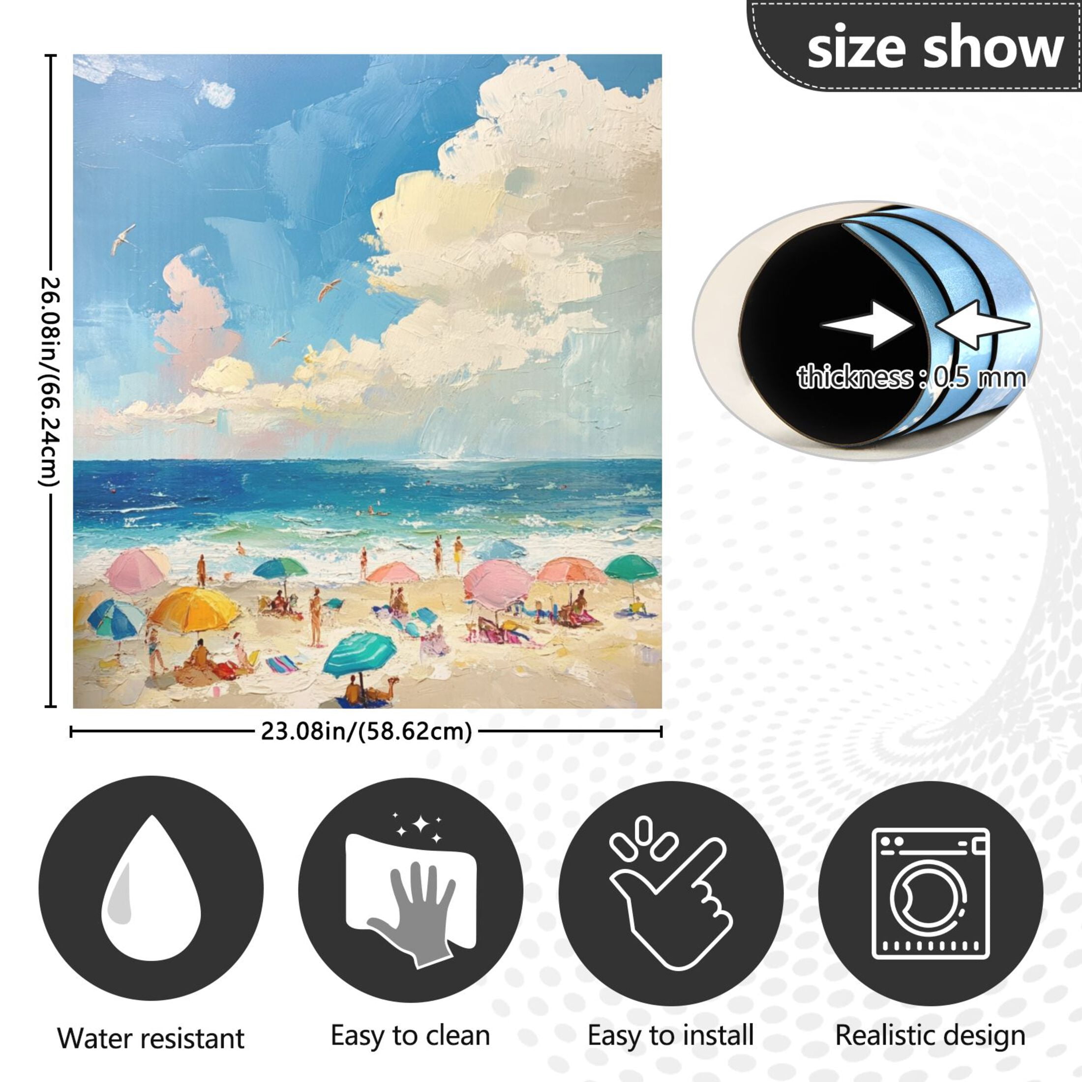 Dishwasher Magnetic Sticker 23x26 Inch Refrigerator Magnetic Sticker Washing Machine Magnetic Sticker Kitchen Panel Magnetic Sticker Home Decor Beautiful Cartoon Sea