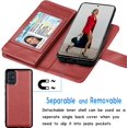 thumbnail image 3 of Tekcoo Wallet Case for Galaxy A51 4G / Galaxy A51 5G 2020 Luxury ID Cash Credit Card Slots Holder Carrying Pouch Folio Flip PU Leather Cover [Detachable Magnetic Hard Case] Lanyard - Wine Red, 3 of 6