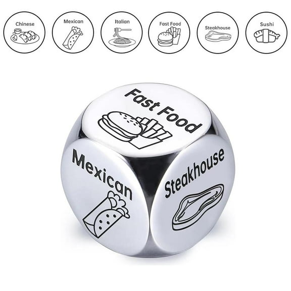 Stainless Steel Food Decision Dice, Funny Gag Gifts, Food Dice Game Food Decision Dice for Couple, Funny Gifts for Him Her, Boyfriend Girlfriend, Husband Wife/Anniversary, Christmas Stocking Stuffers