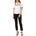 thumbnail image 2 of Allegra K Women's Sweet Peter Pan Contrast Collar Short Sleeves Button Up Blouse Tops, 2 of 6