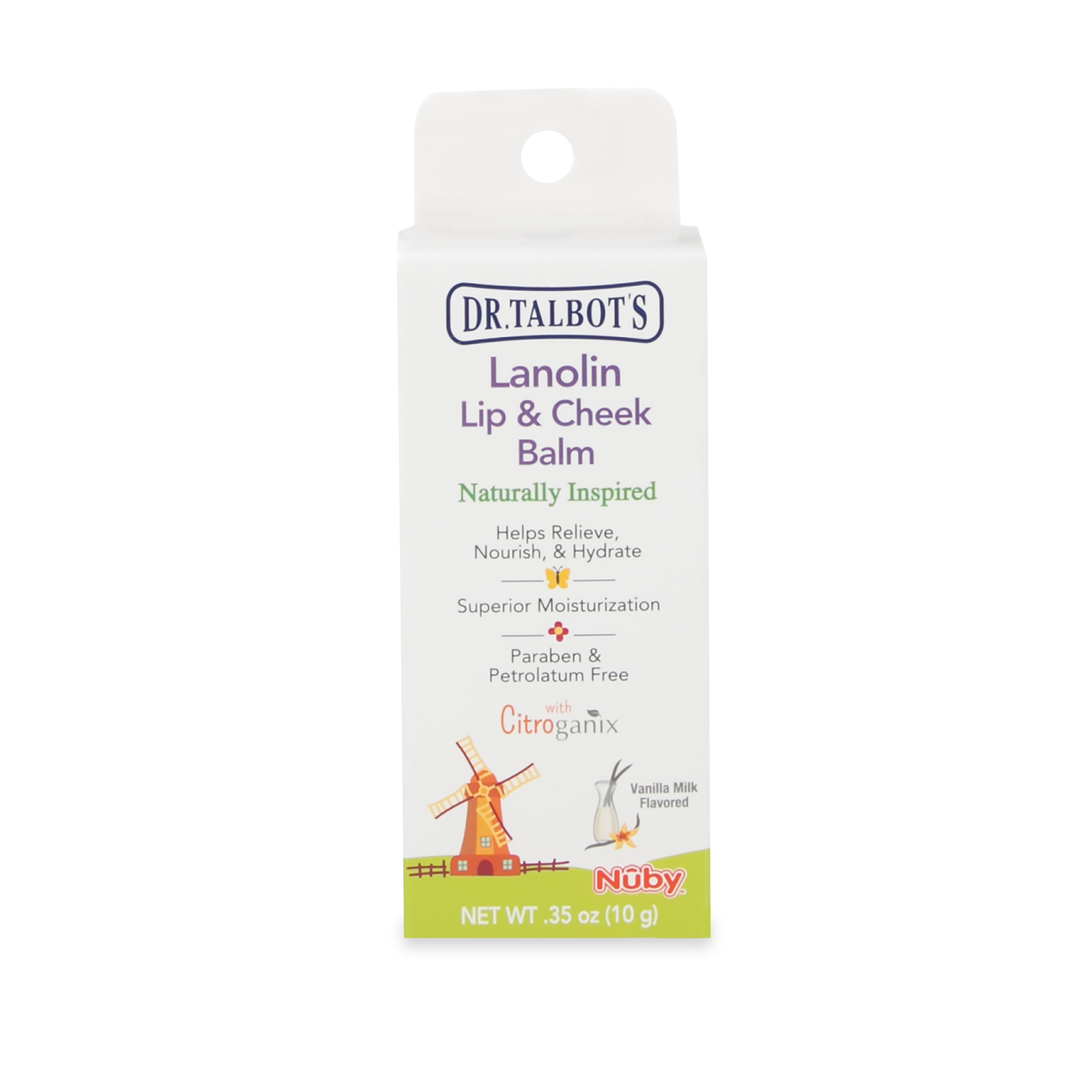 Dr. Talbot's Lanolin Lip & Cheek Balm for Babies, Vanilla Milk, 0.35 oz Tube