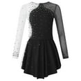 thumbnail image 4 of Aiihoo Girls Sparkle Rhinestone Dress Figure Skating Dress Long Sleeve Mesh Spliced Leotards Dance Dress Black 10, 4 of 7