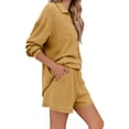 thumbnail image 2 of LIZUOJUN Pajamas for Women Set Shorts Long Sleeve Sleepwear 2 Piece Lounge Set Soft Comfortable Breathable Pjs Loungewear Notch Collar Button Down Pajama Casual Sleepwear - L, 2 of 7