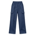 thumbnail image 2 of Jalioing Cargo Sweatpants for Teen Girl Loose Straight Leg Elastic Waist Pants Casual Thermal Fleece Lined Trousers, 2 of 7