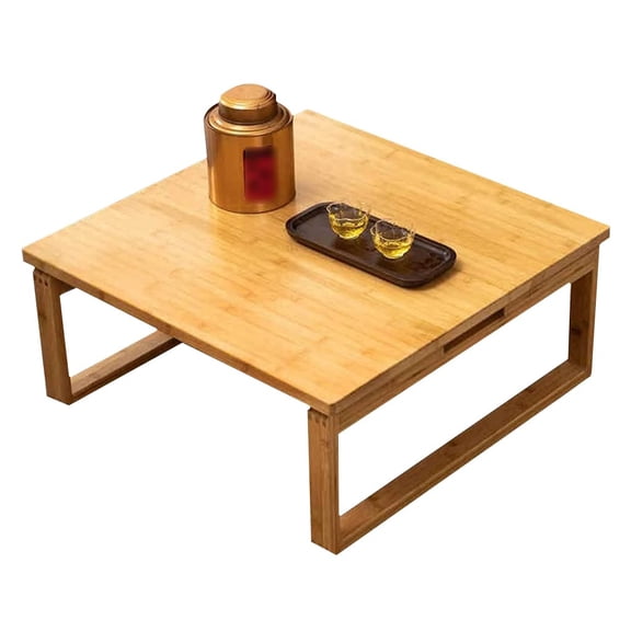 60x60cm Natural Bamboo Folding Low Coffee Table For Floor Sitting Portable Tea Table Square