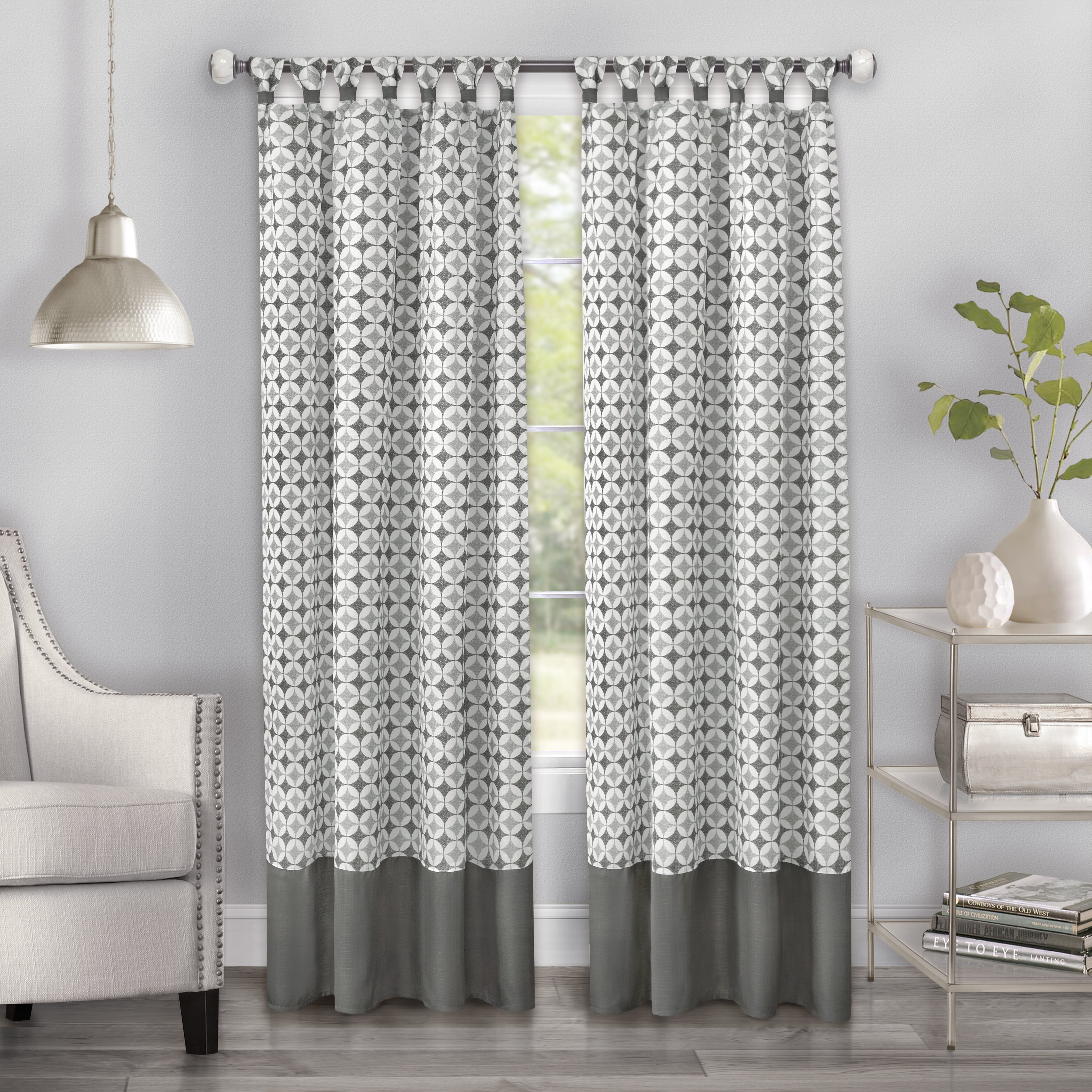 Achim Callie Cuff Tab Top Window Curtain Panel 52x63 Grey