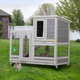 thumbnail image 3 of Coziwow Rabbit Hutch Outdoor Wooden Pet Small Animal Cage with Wheels, Openable roof, Gray, 3 of 9