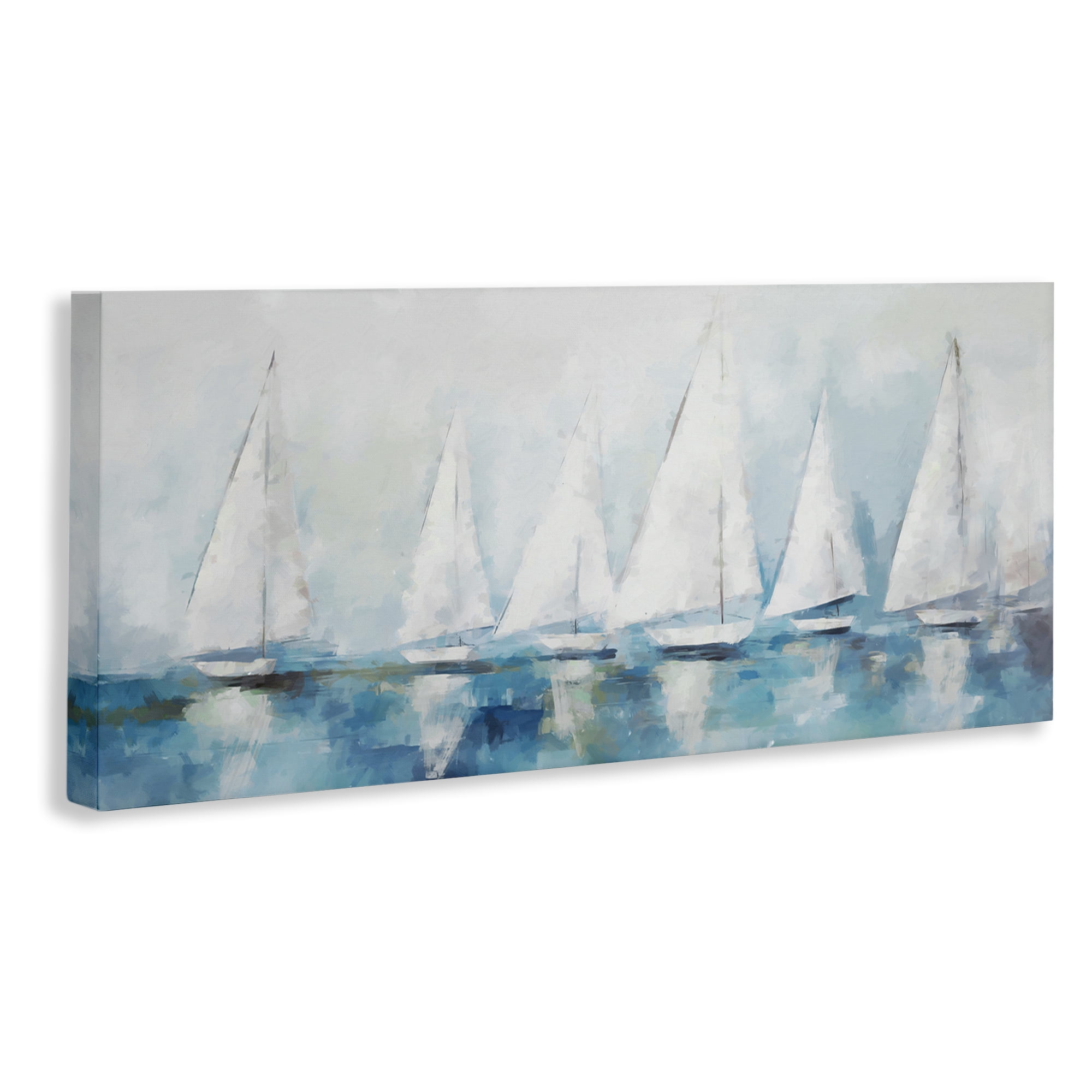 Stupell Industries Nautical Sailing Fleet Transportation Painting Wrapped Canvas Art Print Wall Art, 30 x 13