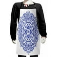 thumbnail image 1 of Ethnic Kids Apron, Floral Mandala Ornament Style Oriental Embellishing Print, Boys Girls Apron Bib with Adjustable Ties for Cooking Baking Painting, Blue White, by Ambesonne, 1 of 2
