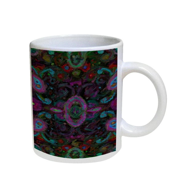 KuzmarK Coffee Cup Mug Pearl Iridescent White - Paisley Painting