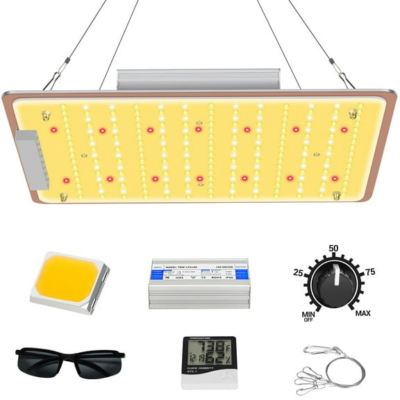 VANNECT LED Grow Light Dimmable, VT1000 Full Spectrum Grow Light for Indoor Plants Seeding Veg and Flower, Thermometer Humidity Monitor, Adjustable Rope and Glasses Included (New Version)