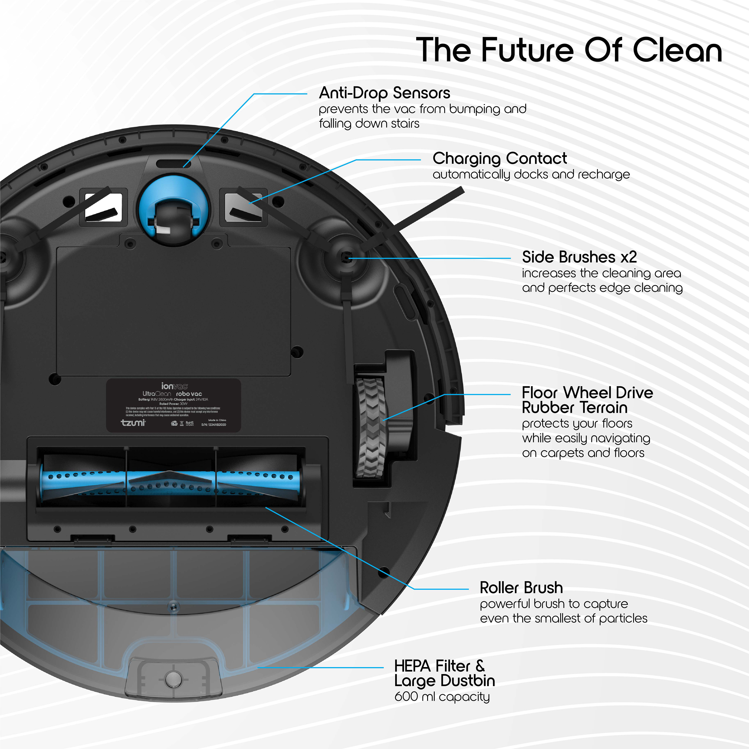 IonVac UltraClean Robovac with Smart Mapping, Wi-Fi Robot Vacuum Cleaner with App/Remote Control - image 2 of 10