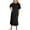 Black, variant on Htigea Casual Midi Dresses for Women Summer Puff Short Sleeve Crewneck Dress Solid Color Loose Fit Everyday Wear Black S