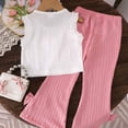 thumbnail image 4 of JUMEYU School Girl Outfit Baby Girl Birthday Outfit Tshirt Summer Short Sleeve Shirt Pants Set 3T 4T (White,3-4 Years), 4 of 6