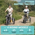 thumbnail image 4 of MOONCOOL TK1 Folding Electric Tricycle for Adults,48V 14.5Ah Removable battery, Peak 1000W Motor, 20" Fat Tire Step-Thru 3 Wheel Electric Bicycle W/ Mirrows Kit, 4 of 10