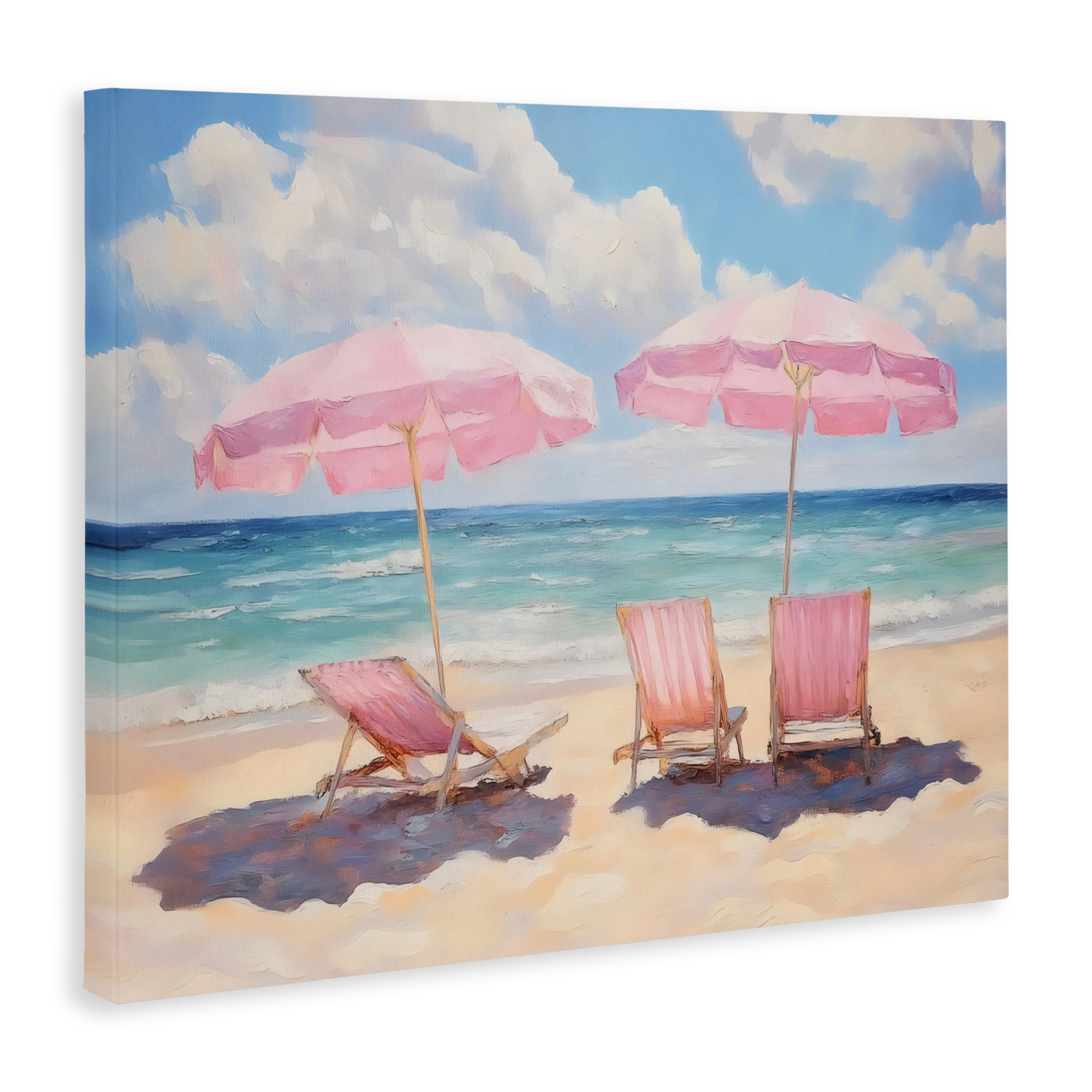 Stupell Industries Pink Summer Chairs by the Sea Canvas Wall Art, design by LSR Design Studio