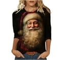 thumbnail image 2 of LEKWK Christmas 3/4 Sleeve Shirts for Women Funny Holiday Xmas Graphic Tops Crew Neck Going Out T Shirt Fashion Family Party Outfits, 2 of 5