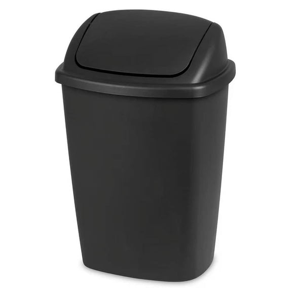 7.5 Gallon Swingtop Trash Can, Plastic, Kitchen, Black Trash Can