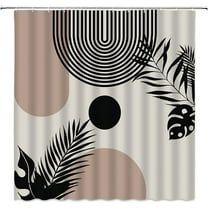 Black Boho Mid Century Shower Curtain Modern Minimalist Geometric Abstract Sun Arch Terracotta Aesthetic Fabric Bathroom Curtain with Hook