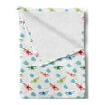 thumbnail image 2 of Airplane Soft Flannel Fleece Blanket, Travel Around the World Theme with Colorful Retro Biplanes Air Route Dashed Lines, Cozy Plush for Indoor and Outdoor Use, 50" x 60", Multicolor, by Ambesonne, 2 of 5