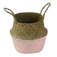 thumbnail image 1 of Handmade Basket Rattan Foldable Hanging Flower Pot Planter Woven Dirty Laundry Basket Storage Basket Home Deco Green White M, 1 of 4