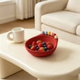 thumbnail image 4 of Decorative Ceramic Fruit Tray High Value Snack Tray for Living Room Tabletops & Dining Tables Cute Fruit Bowl with Built-In Forks, Red, JKODE, 4 of 6