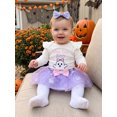 thumbnail image 6 of RUINIXCW Baby Girl First Halloween Outfit Fashion Long Sleeve Pumpkin Embroidery Tops with Tulle Skirt, Headband 3Pcs Fall Set, 6 of 9