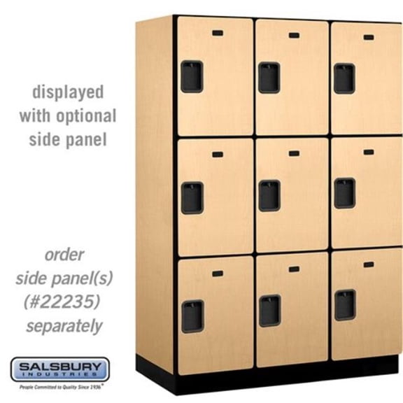 Salsbury Industries 18-23361MAP 18 in. Wide Triple Tier Designer Wood Locker, Maple - 3 x 6 ft. x 21 in.