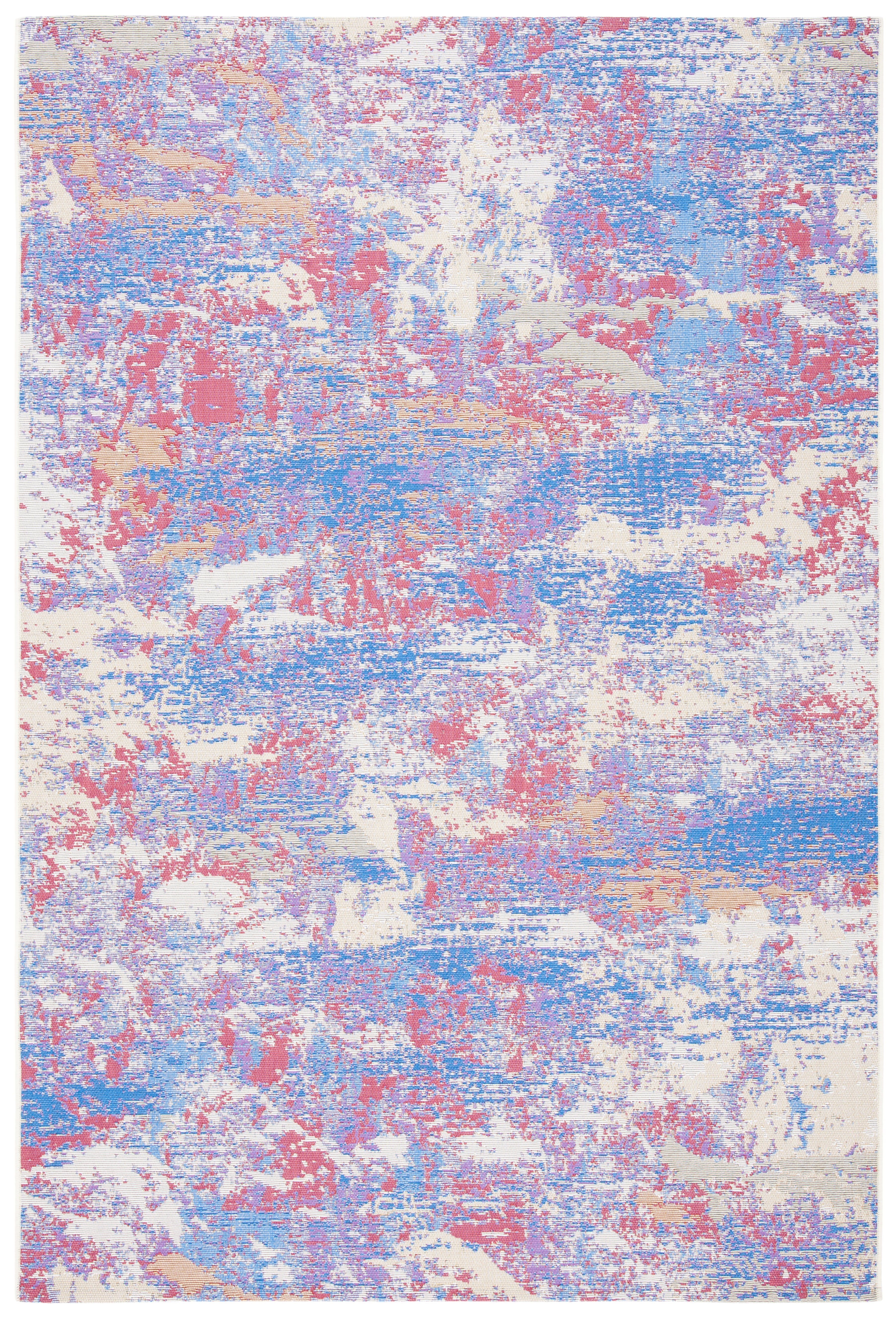 SAFAVIEH Outdoor SMR409M Summer Collection Blue / Red Rug