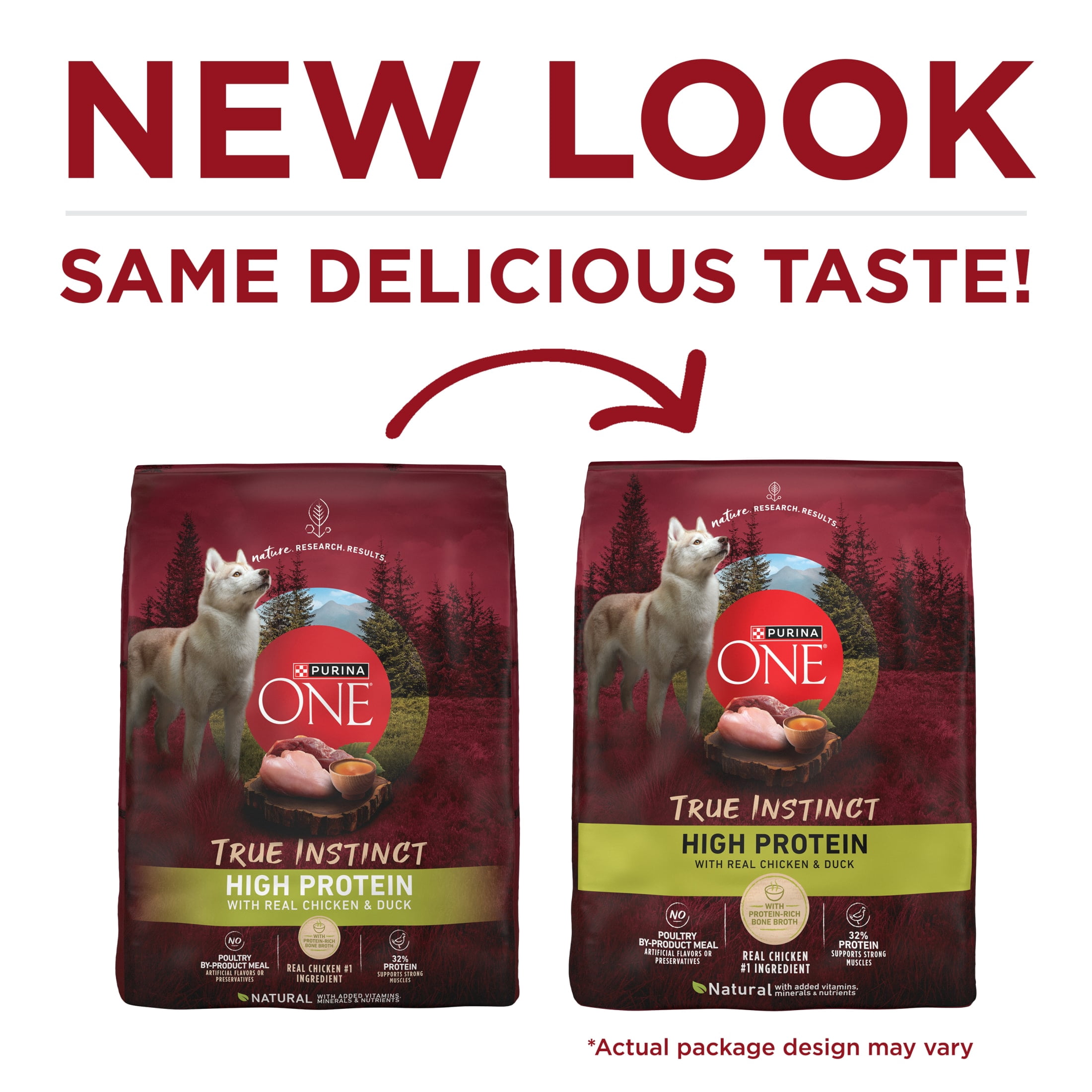 Purina One True Instinct High Protein Dry Dog Food, Muscle & Joint Support, Chicken & Duck, 15 lb Bag
