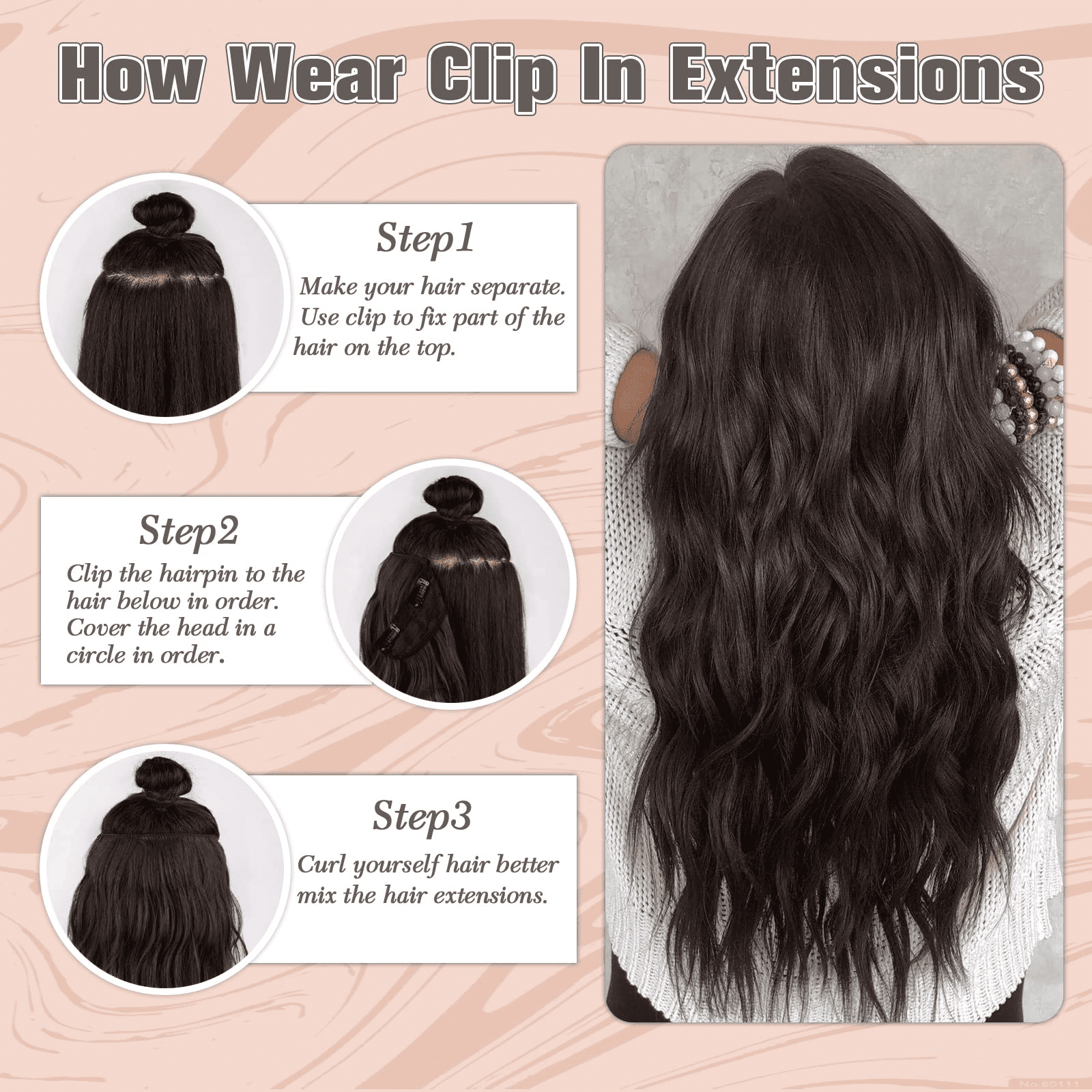 Xtrend Clip-in Haarverlängerungen – 20 Zoll, Dunkelbraun, Gewellt – 4-teiliges Set Aus Hitzebeständigem Synthetikhaar