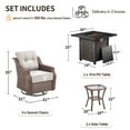 thumbnail image 2 of Gymojoy Swivel Outdoor Chair Set of 4 with 30" Propane Fire Pit Table, Patio Furniture Set with Firepit Brown Wicker High Back Patio Swivel Chairs for Garden Balcony Porch, 2 of 12