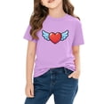 thumbnail image 5 of Piuwrlz Girls Short T-Shirts Kids Graphic Shirts Tops Cotton Pullover Purple Size 5 Years, 5 of 10
