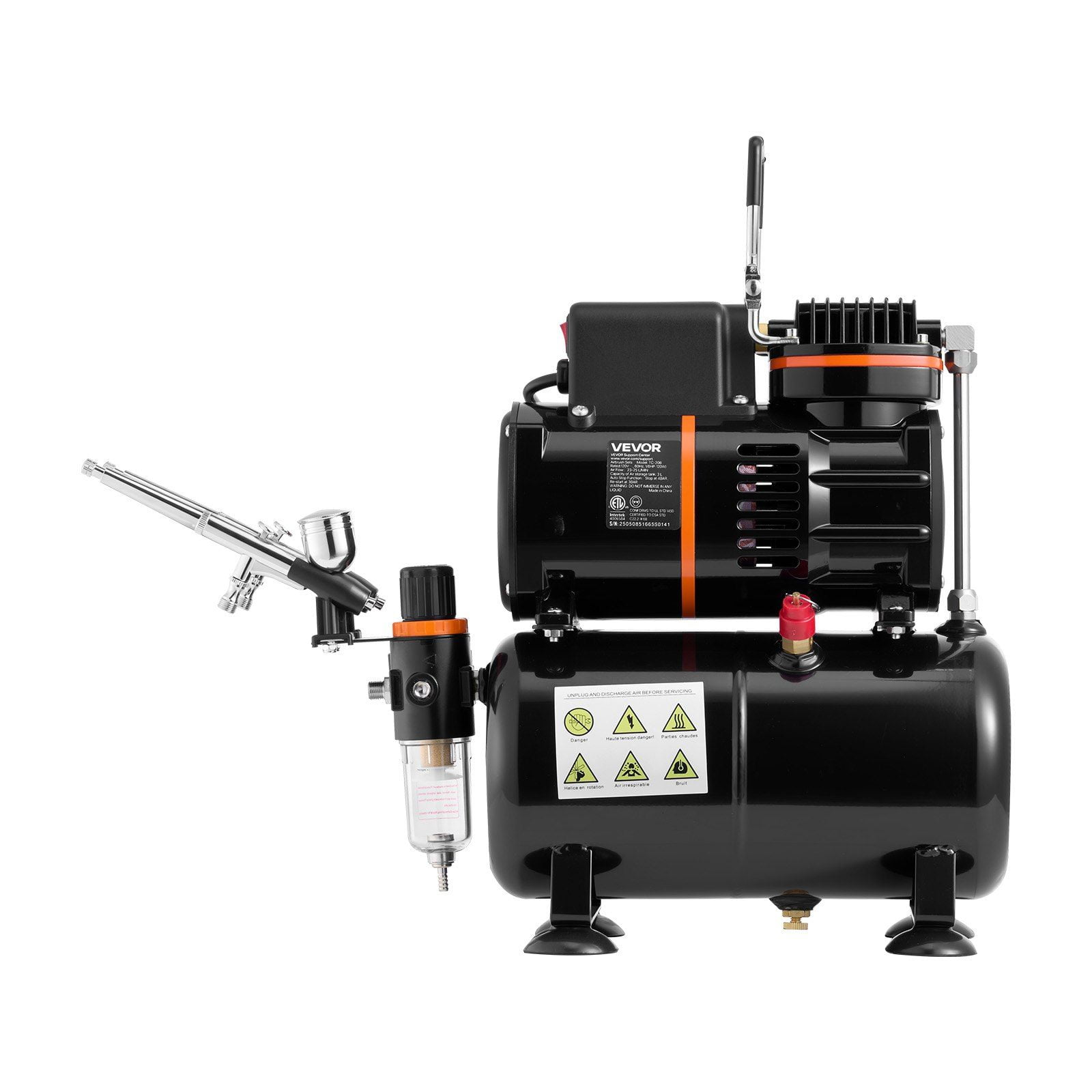 Deluxe Airbrush Kit with 1/6 HP Air Compressor & Tank - Features 3 Dual-Action Airbrushes, Tips, Paint, Hose, Fans - Great for Cake, Model, Nail Decor