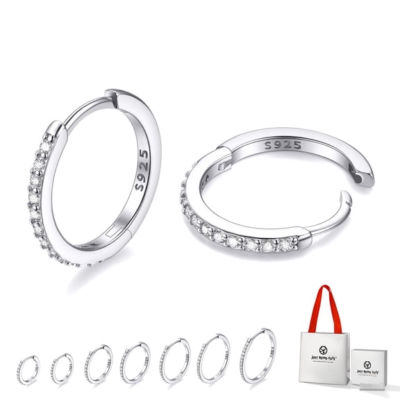 Just Being Cute 925 Sterling Silver Huggie Earrings for Women Small Hoops Hypoallergenic Cartilage Earrings for Sensitive Ears Birthday Anniversary Jewelry Gifts for Mom/Wife, 10mm