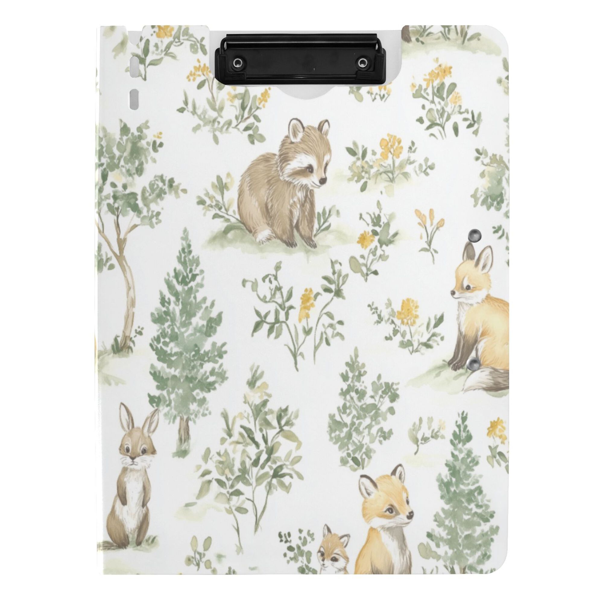 FORMRS A4 Clipboard Folder with Pen Holder Horizontal Foldable School Office Binder, Watercolor Forest Pattern