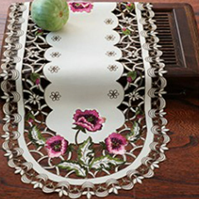 Table Runner Household Living Room Embroidering Crafts Coffee Desk Desktop Adornment Placemat Decorations Tablecloth Decorations pink 40*90cm