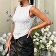 thumbnail image 5 of jobturf Floral Lace Tank Tops for Women Asymmetric Hem Slim&nbsp;Fitted Sleeveless Shirts Going Out Summer Blouses Beach Vacation Outfits S-XL, 5 of 6