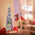 thumbnail image 4 of Patiojoy 5FT Pre-lit Artificial Christmas Tree Snow-flocked Xmas Pencil Tree with 334 Branch Tips 150 LED Lights 2 Lighting Colors, 4 of 9