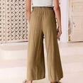 thumbnail image 5 of Wycnly Womens Palazzo Pants Linen Long Pants for Women Casual Solid Drawstring Elastic Waist Plus Size Wide Leg Palazzo Pants Cotton Linen Comfy Trousers with Pocket Fall, 5 of 6