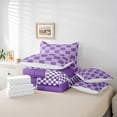 thumbnail image 6 of jejeloiu Modern Geometric Geometric Bedding Comforter Set 7 Pieces,Minimalist Buffalo Checkered Full Bedding Set,Purple White Grid Fitted Sheet Flat Sheet For Teens,Luxury Bedroom Decor Reversible, 6 of 8