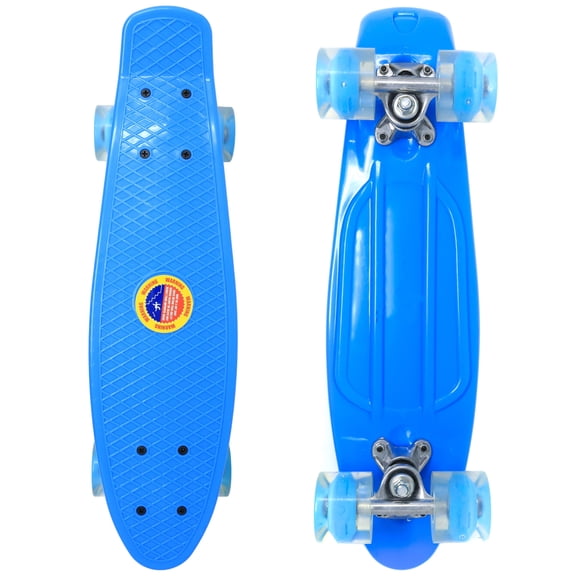 Retailery 22 Inch Skateboard With Light-Up LED Wheels, Blue