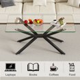 thumbnail image 2 of GZXS 39.37" Rectangular Coffee Table with Clear Tempered Glass Top and Black Metal Legs, Modern Center Cocktail Table for Living Room, Home Office, 2 of 7